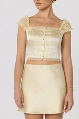 Inixyf Elliana Lace Sleeve Satin Top