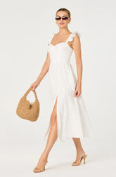 Inixyf Wedelia Ruffle Strap Eyelet Corset Midi Dress