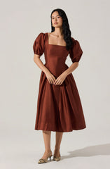 Lbruh Keairra Puff Sleeve Midi Dress