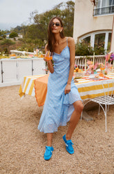 Inixyf Maeryn Plaid Ruffle Trim Maxi Dress