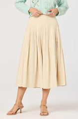 Inixyf Aubrianna Pleated Drop-Waist Midi Skirt