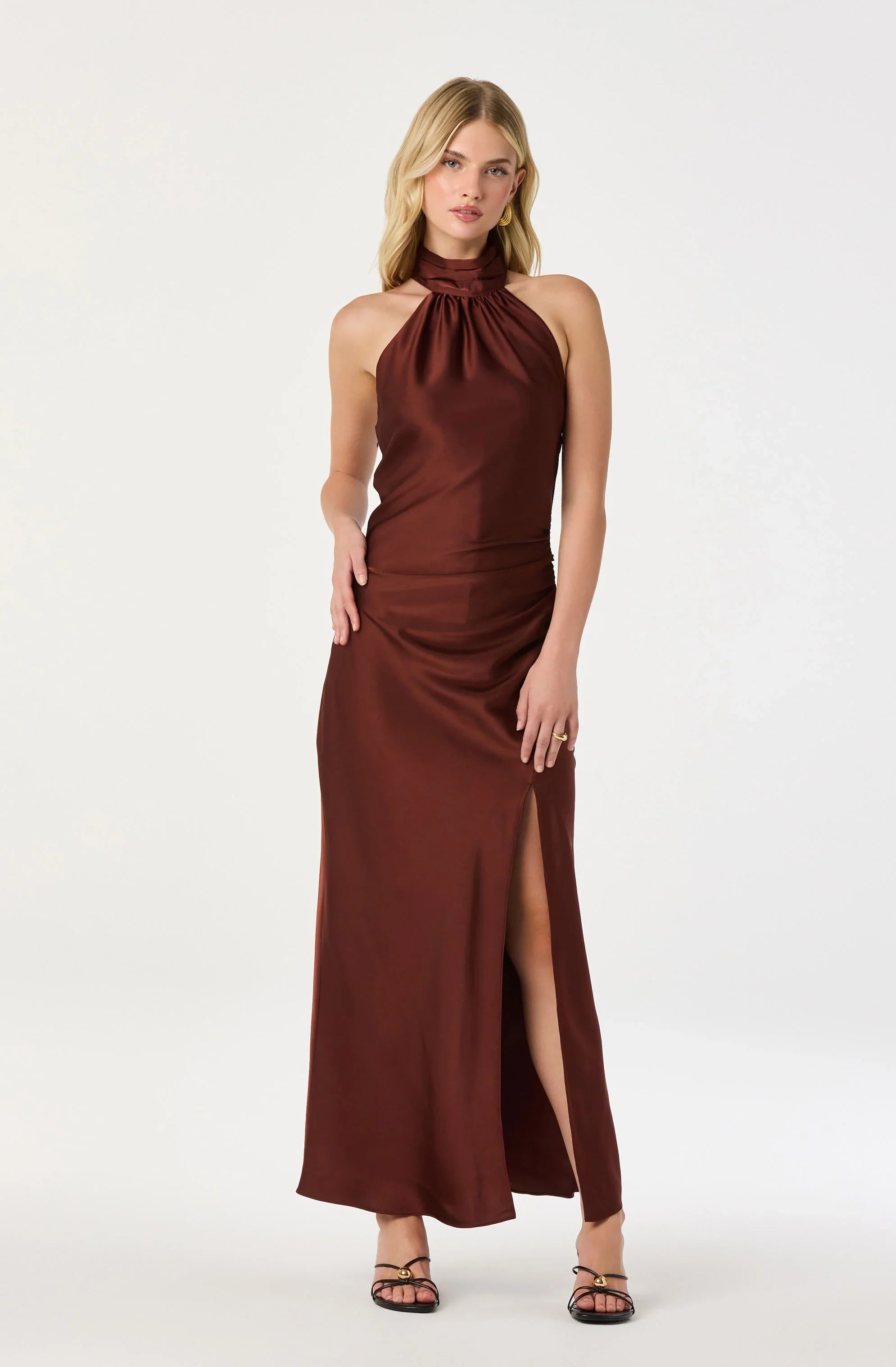 Lbruh Jasmin Satin Halter Maxi Dress