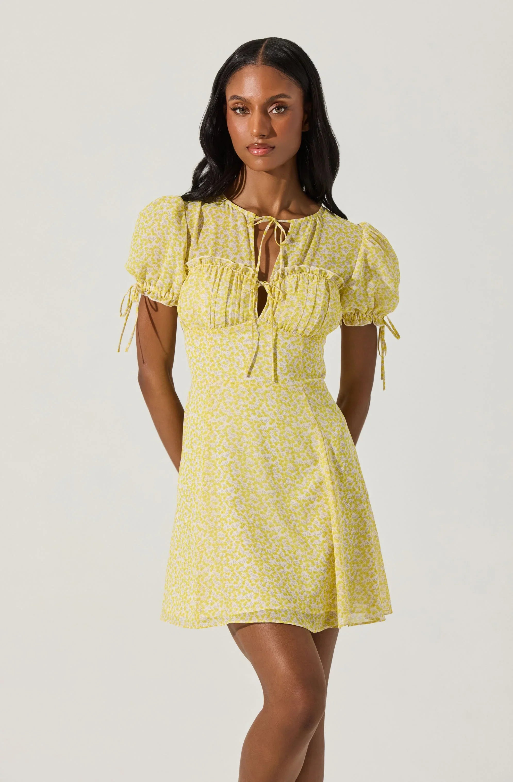 Lbruh Floral Puff Sleeve Mini Dress