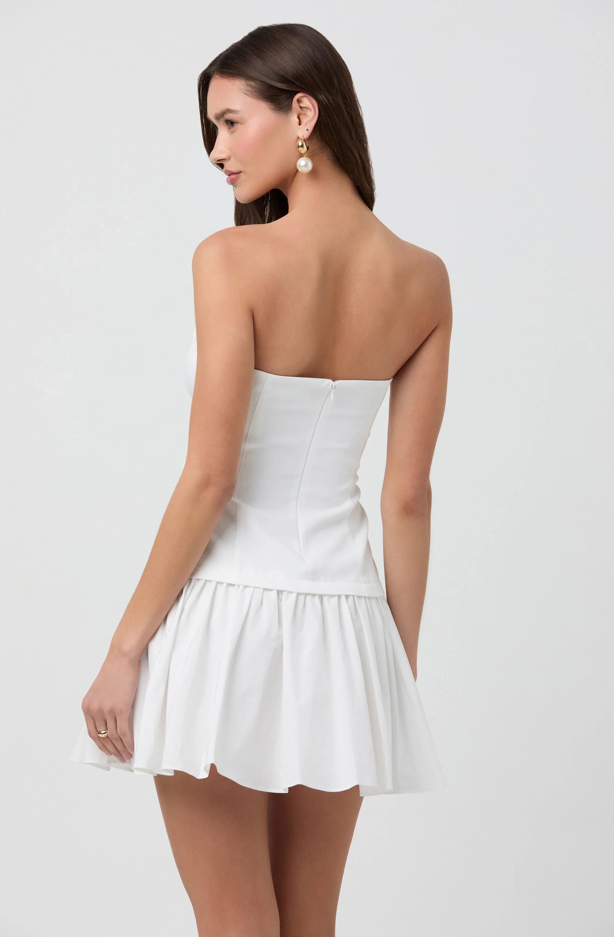 Lbruh Strapless Drop Waist Mini Dress
