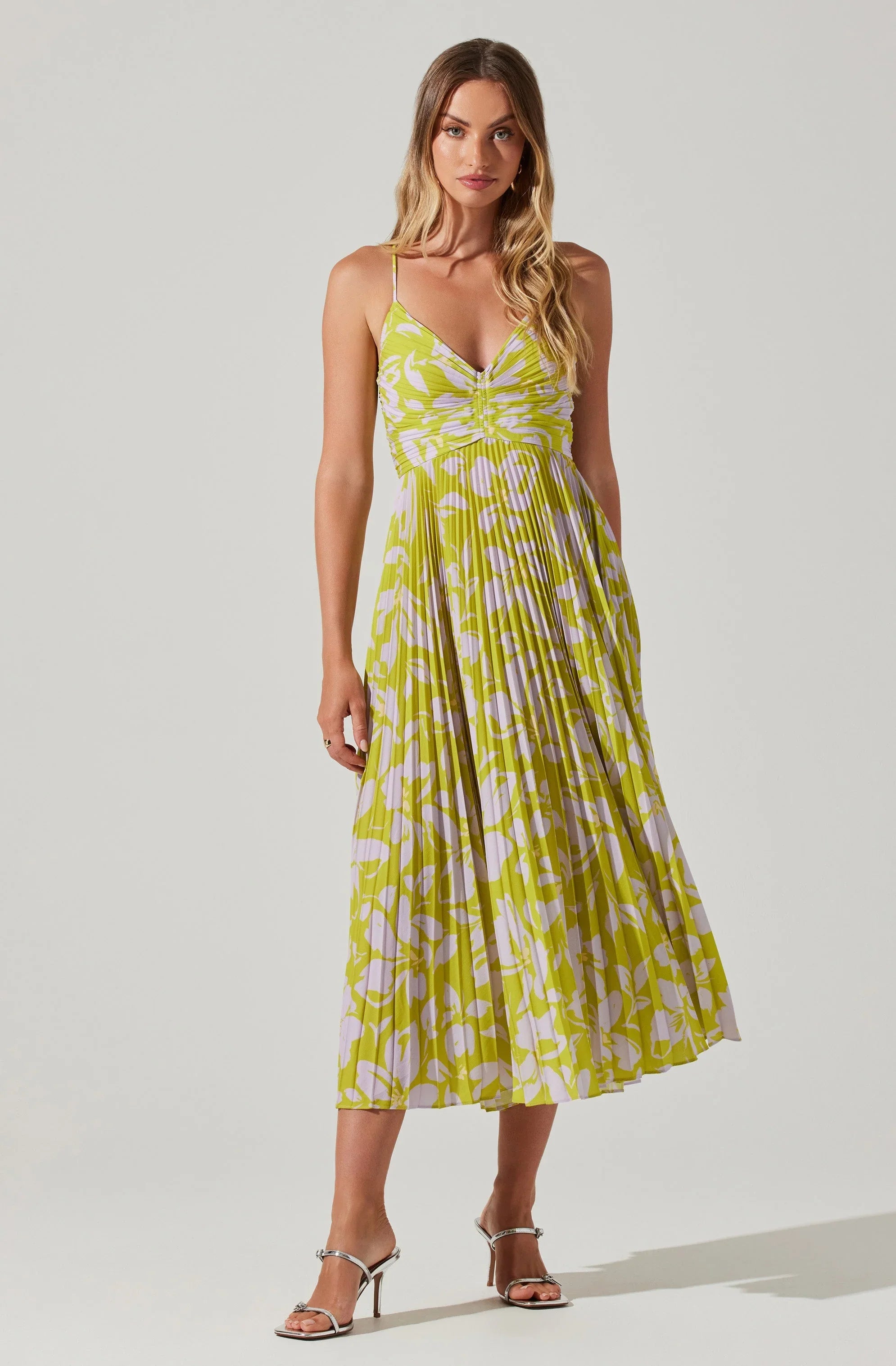 Inixyf Blythe Floral Plisse Midi Dress