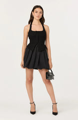 Lbruh Giavanna Mixed Media Halter Mini Dress