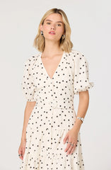 Inixyf Minnie Polka Dot Tiered Midi Dress