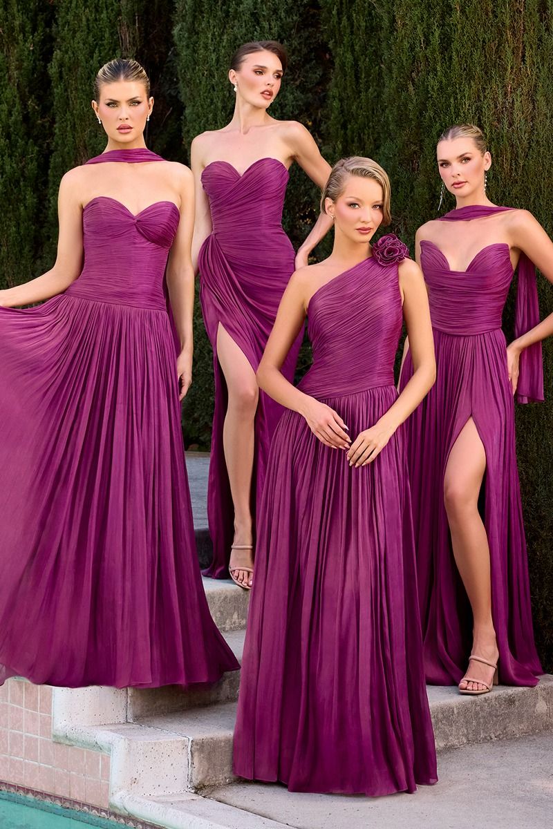 Minna Gown - One Shoulder A-line Shimmer Chiffon Dress