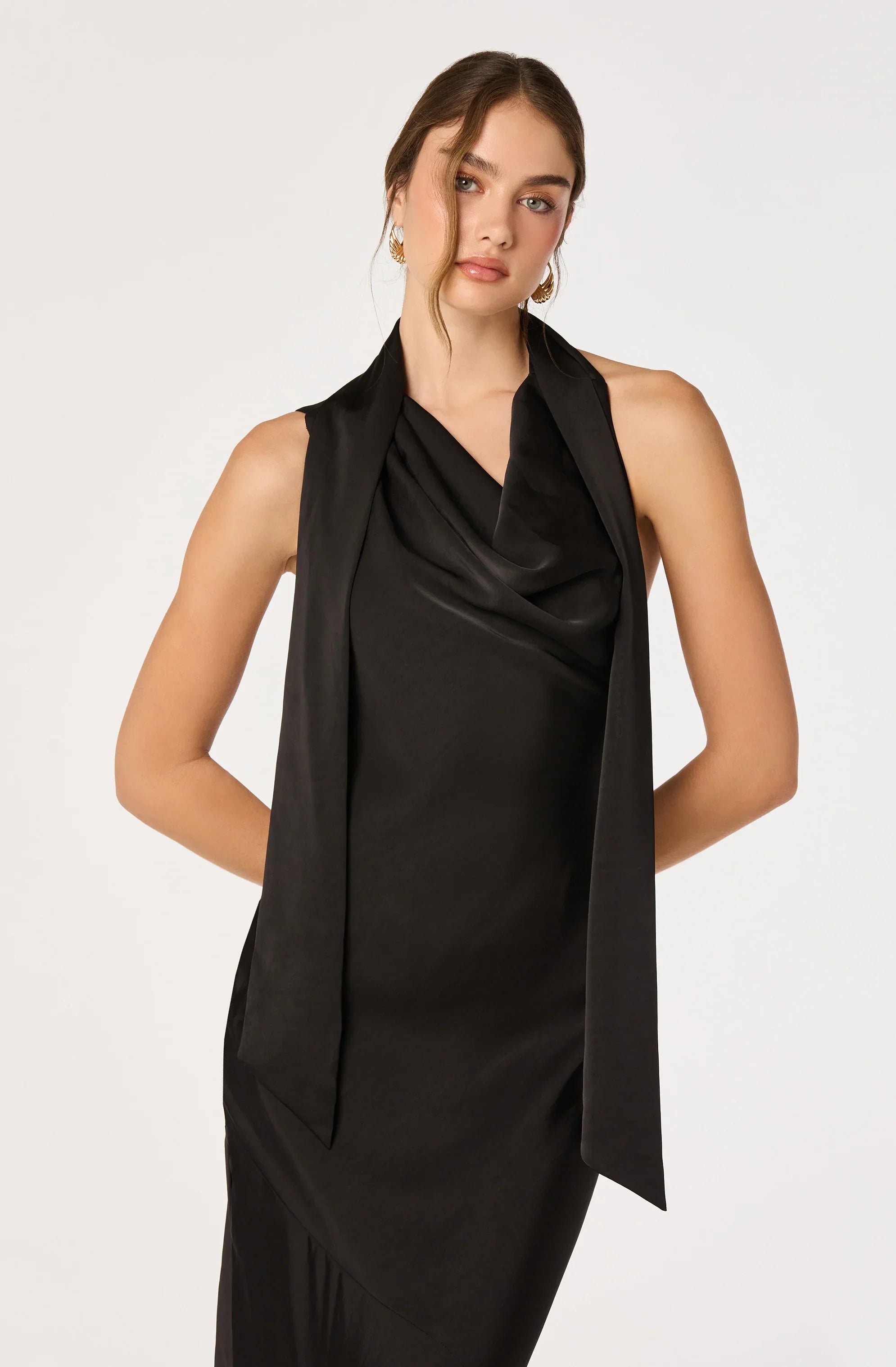 Lbruh Varya Satin Cowl Neck Maxi Dress