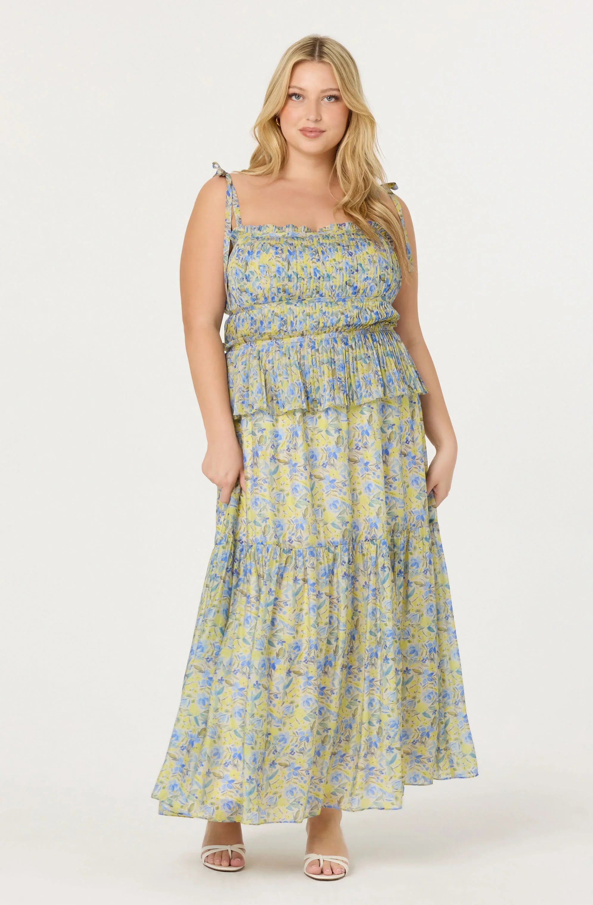Lbruh Ethelind Floral Pleated Maxi Dress