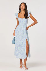 Inixyf Wedelia Ruffle Strap Eyelet Corset Midi Dress
