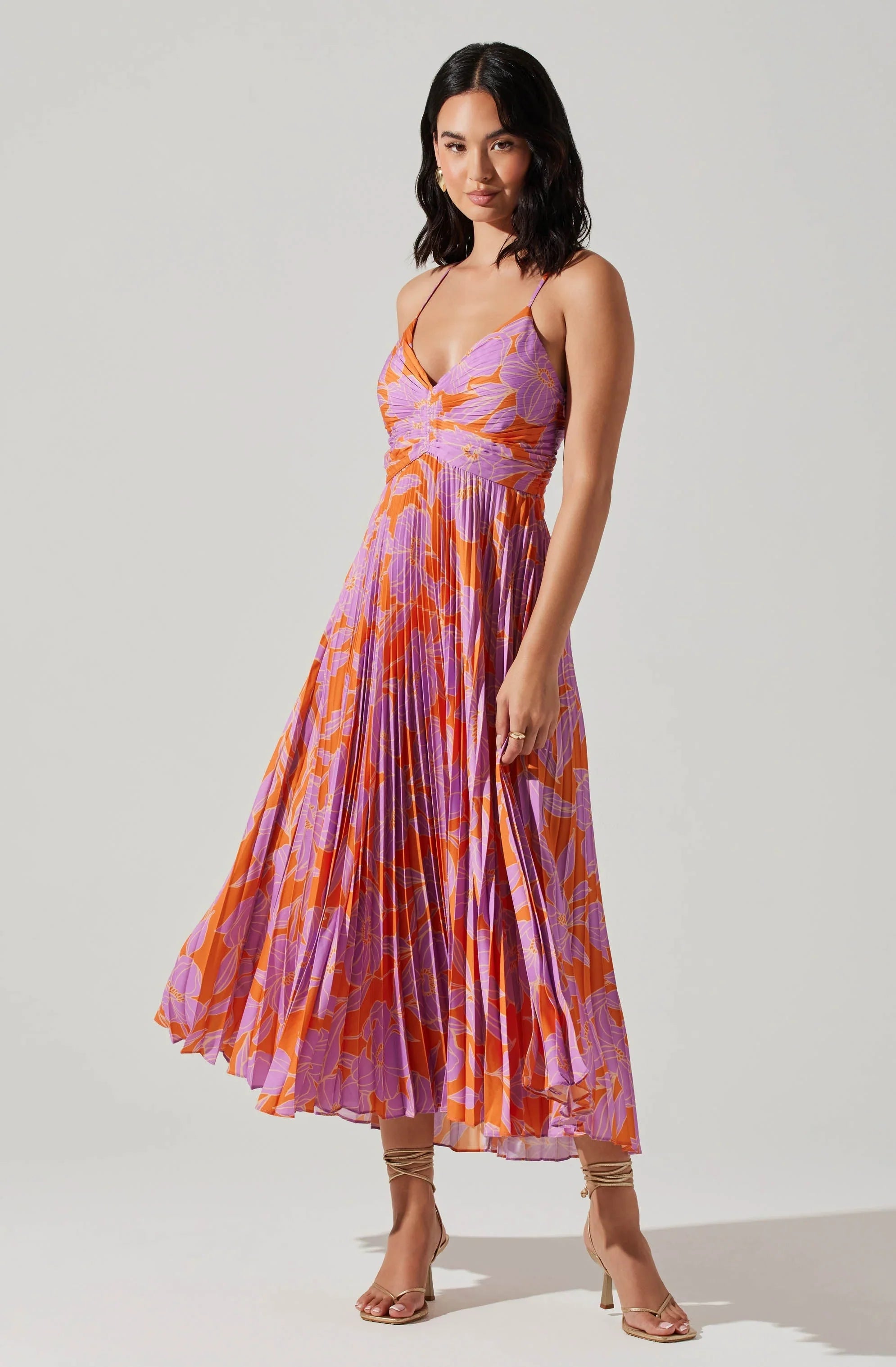 Inixyf Blythe Floral Plisse Midi Dress