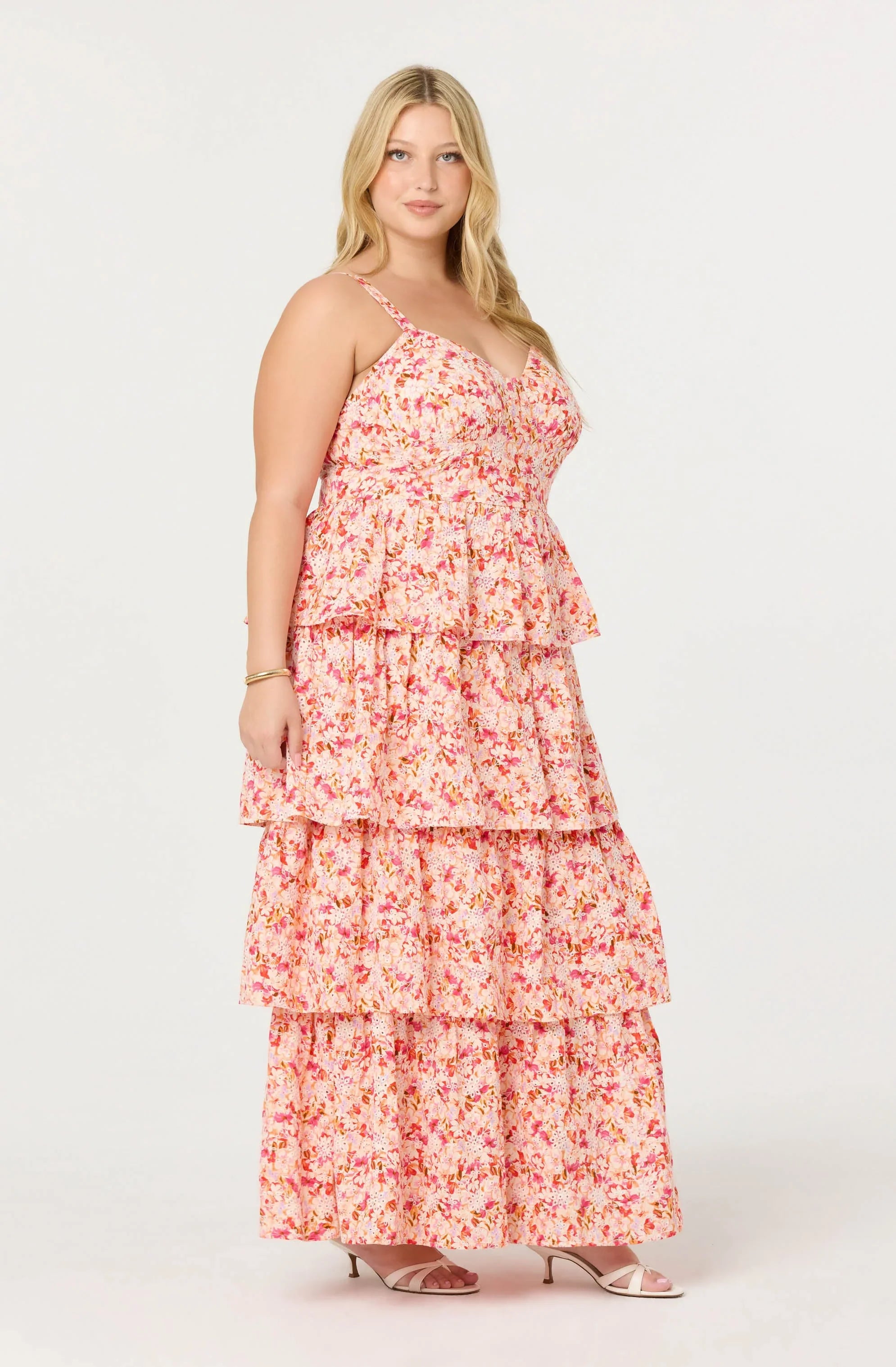 Lbruh Midsummer Eyelet Tiered Floral Maxi Dress