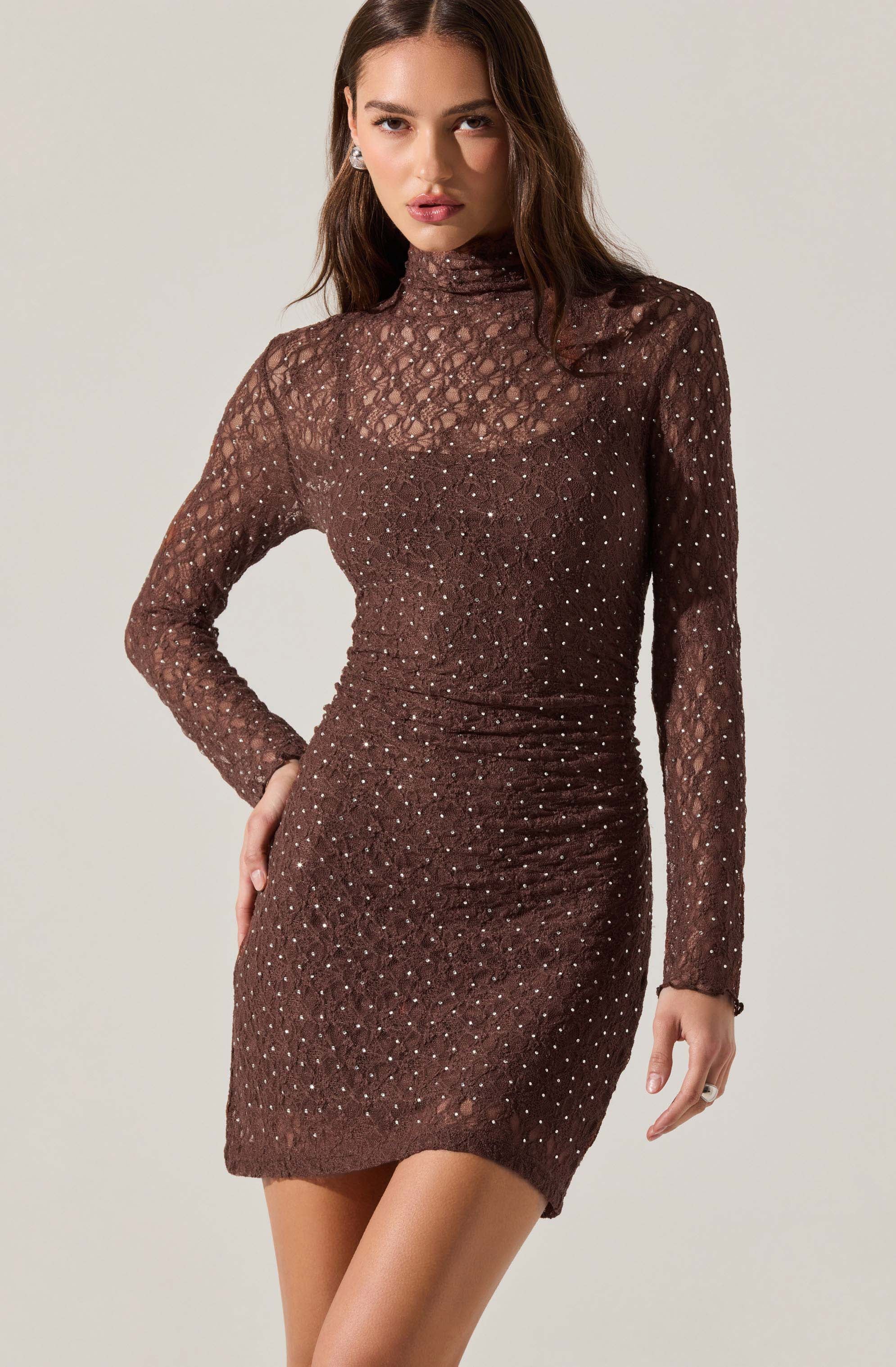 Lbruh Kourtney Rhinestone Lace Mini Dress
