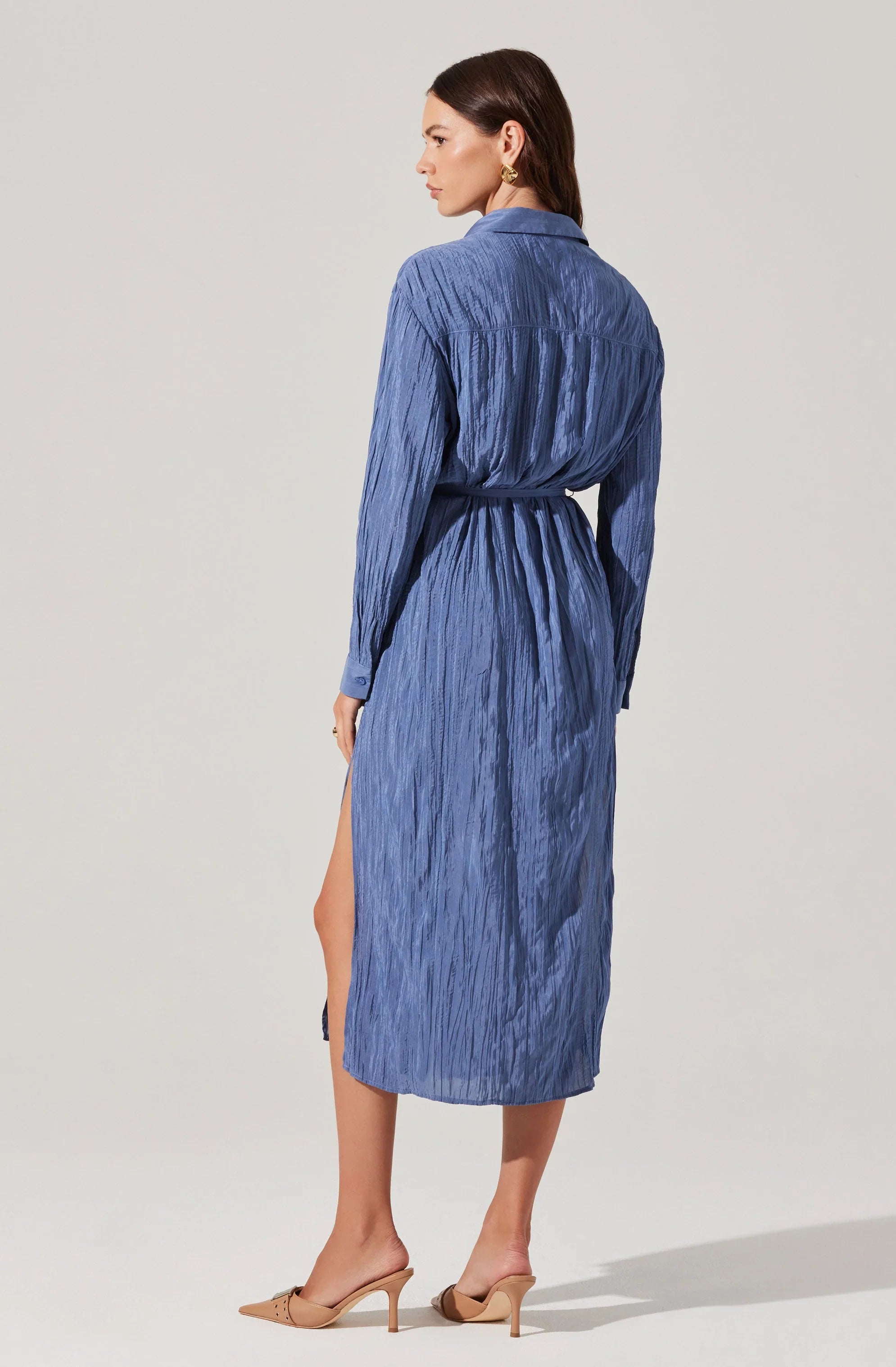 Lbruh Belted Long Sleeve Shirt Dress