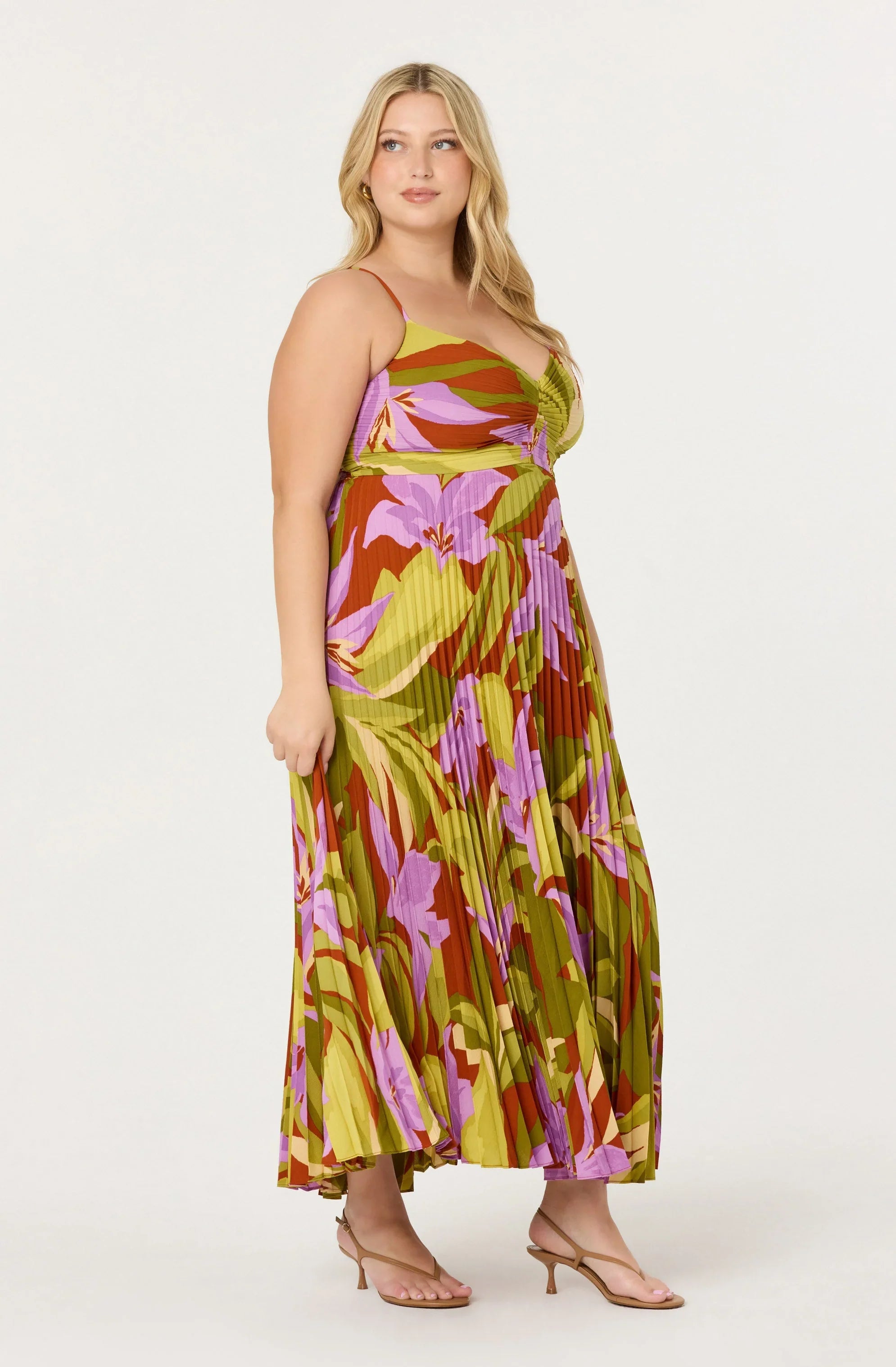Inixyf Blythe Floral Plisse Midi Dress