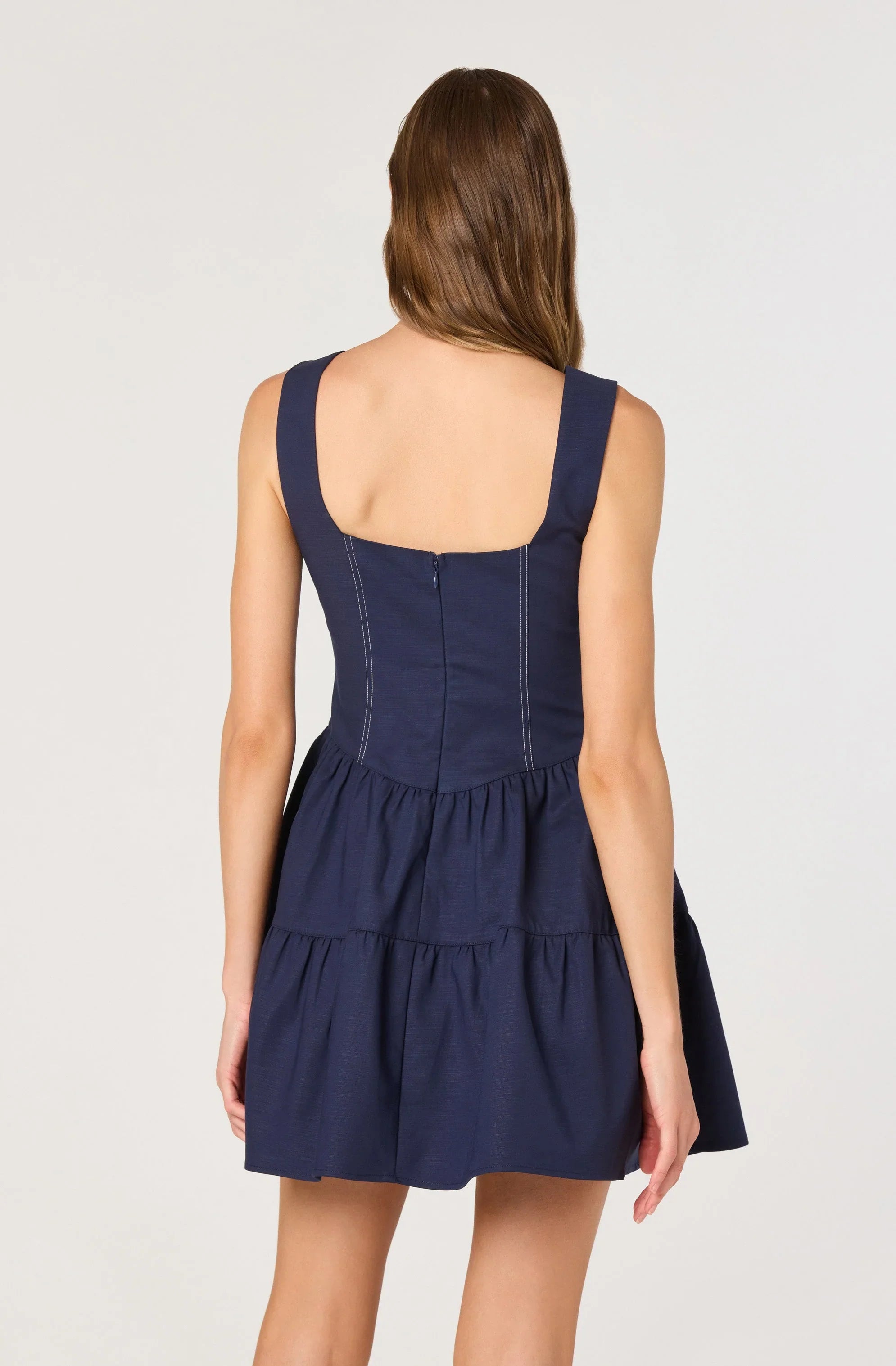Lbruh Tiered Stitch Detail Mini Dress