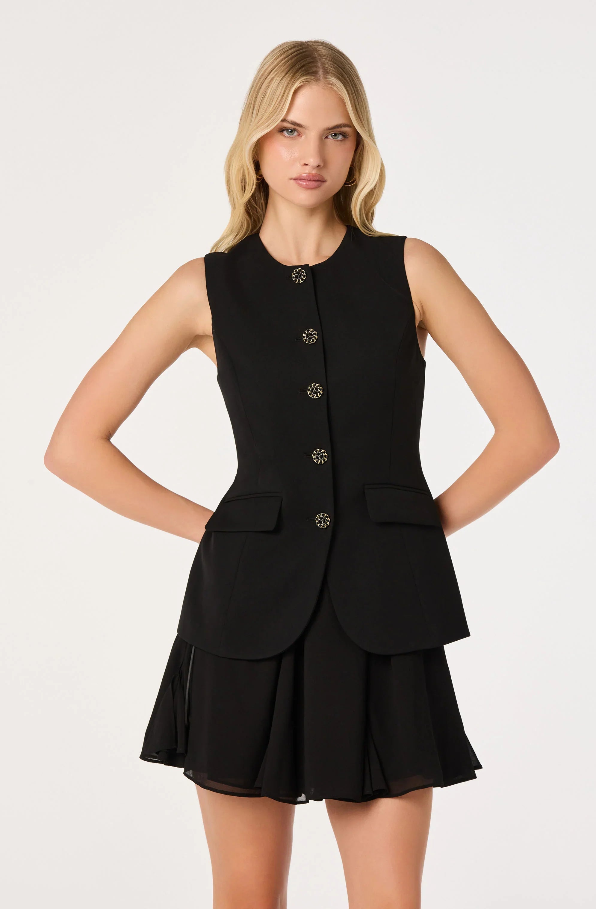 Lbruh Christen Button-Front Vest Mini Dress