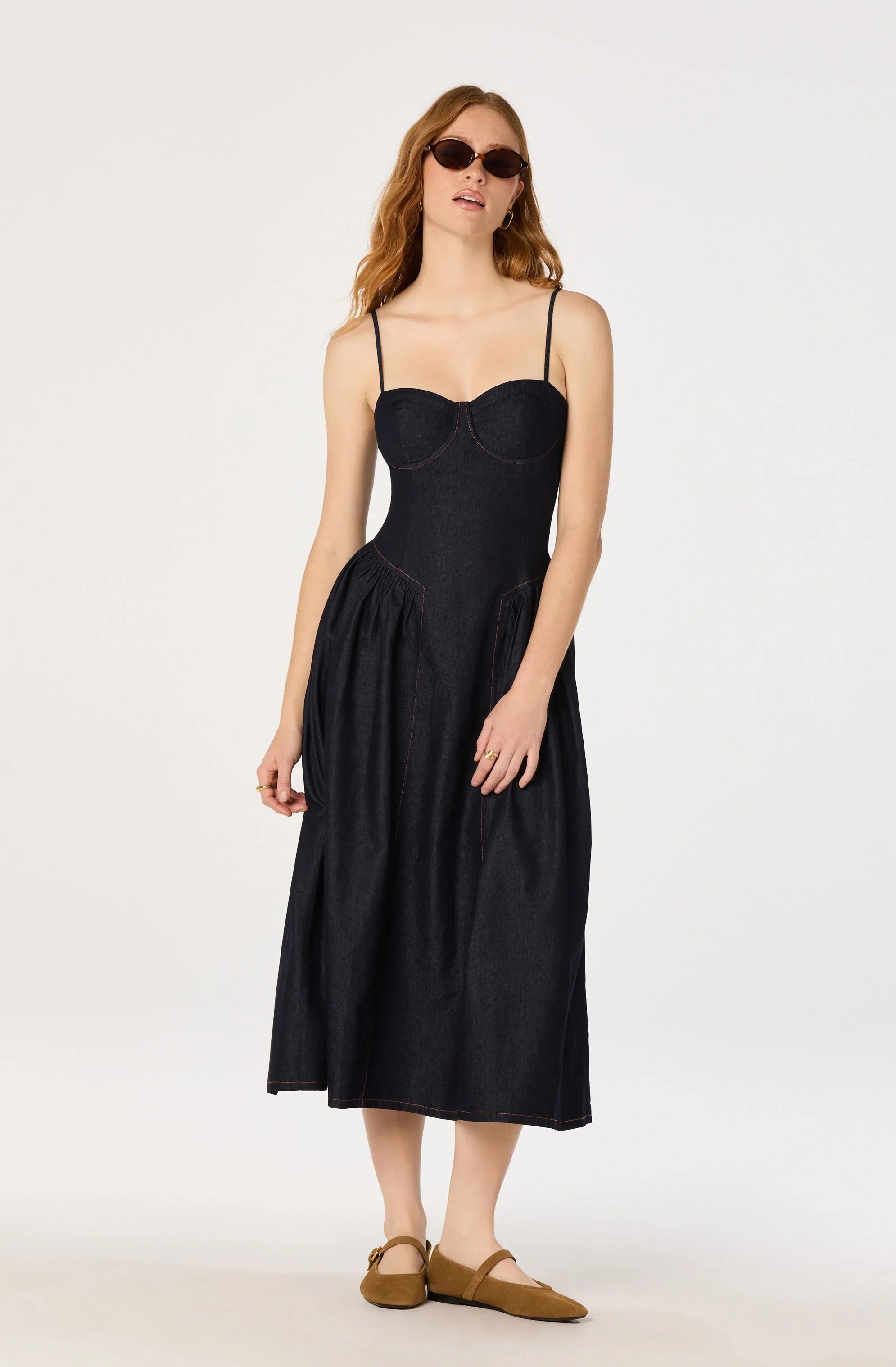Lbruh Margaux Denim Bustier Midi Dress