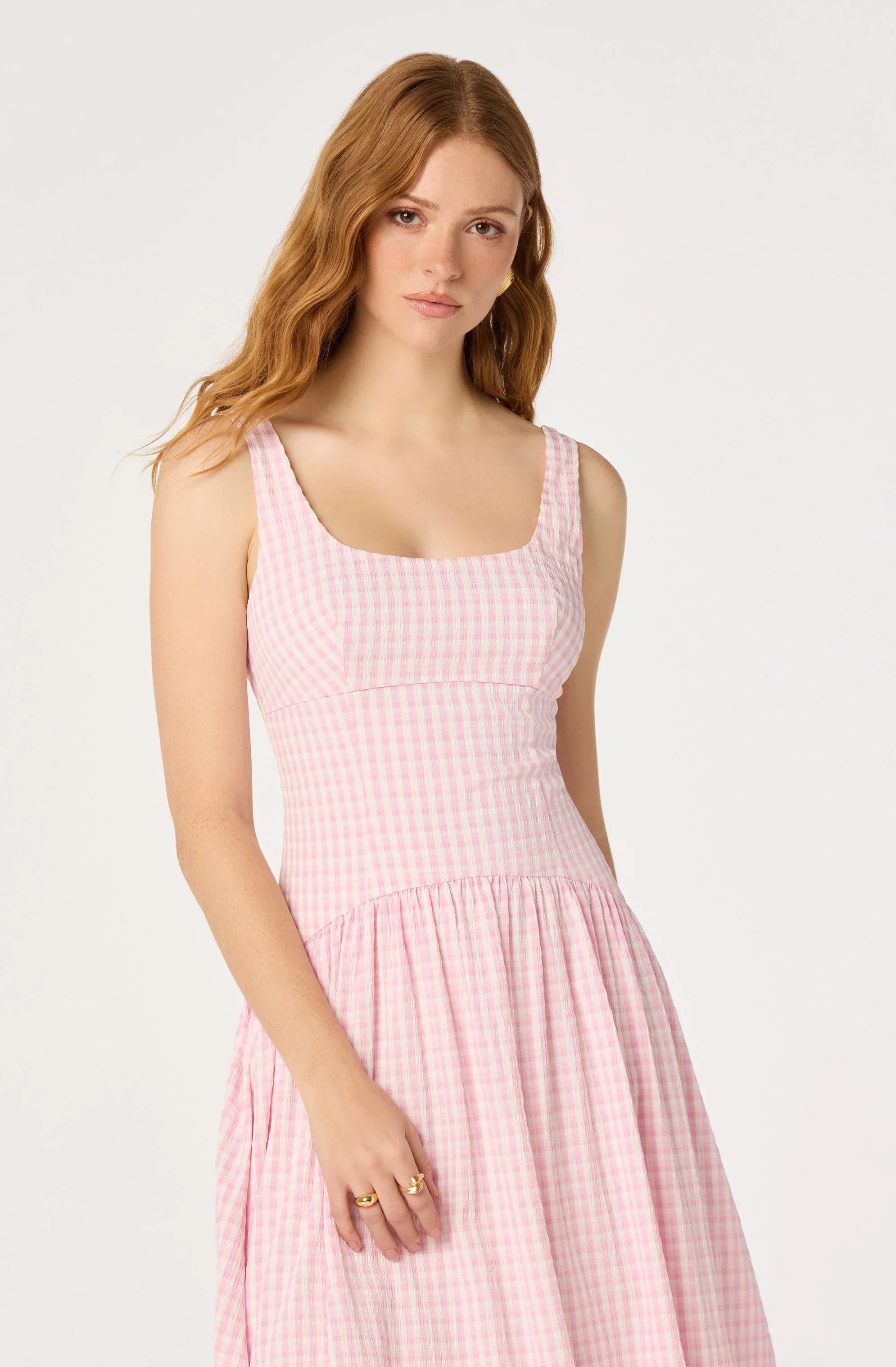 Lbruh Cara Gingham Sleeveless Midi Dress