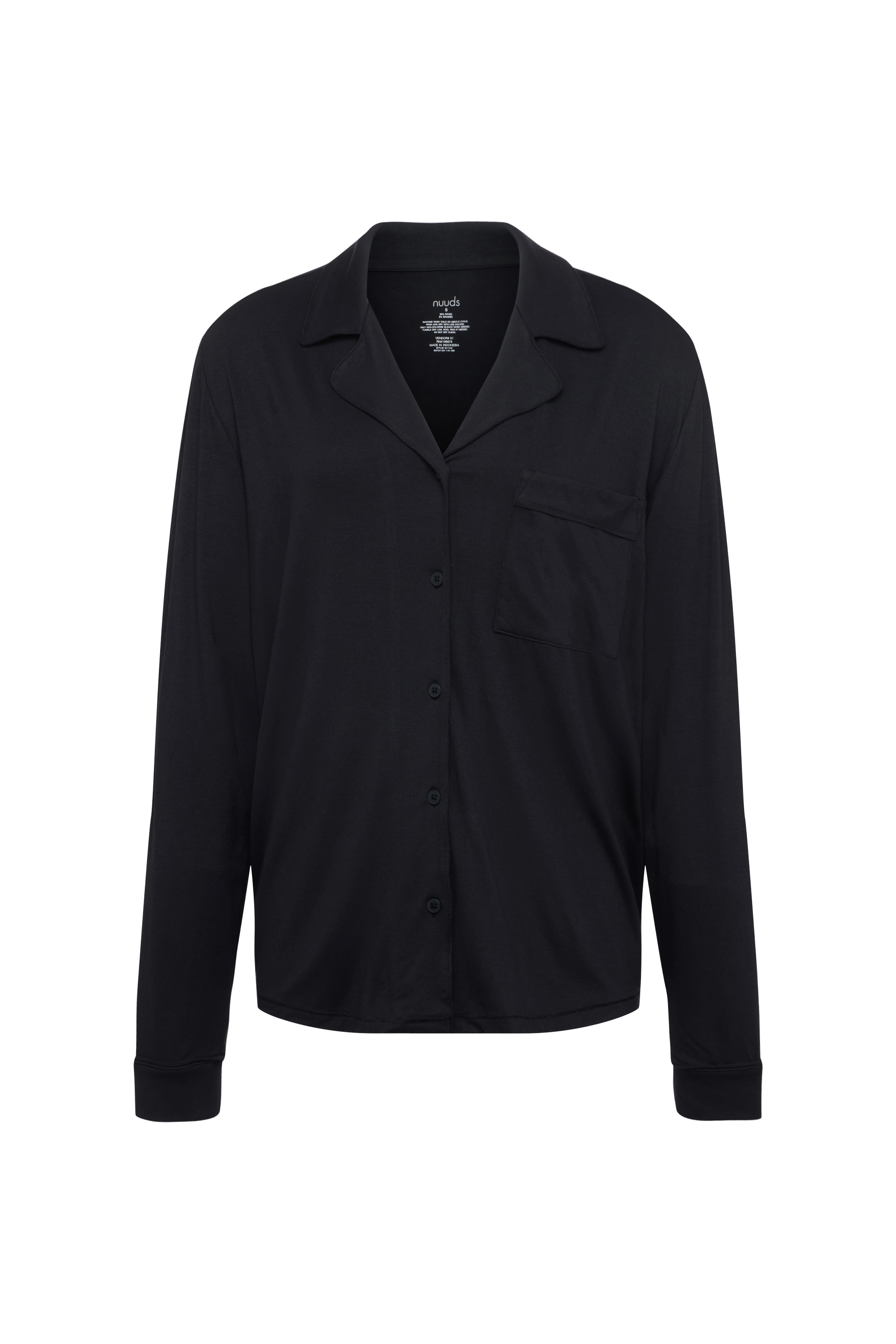 Long Sleeve Button-Up Pajama Shirt | Black