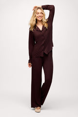Long Sleeve Button-Up Pajama Shirt | Espresso