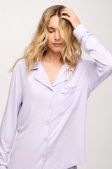 Long Sleeve Button-Up Pajama Shirt | Lilac