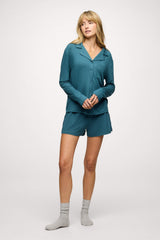 Long Sleeve Button-Up Pajama Shirt | Ocean