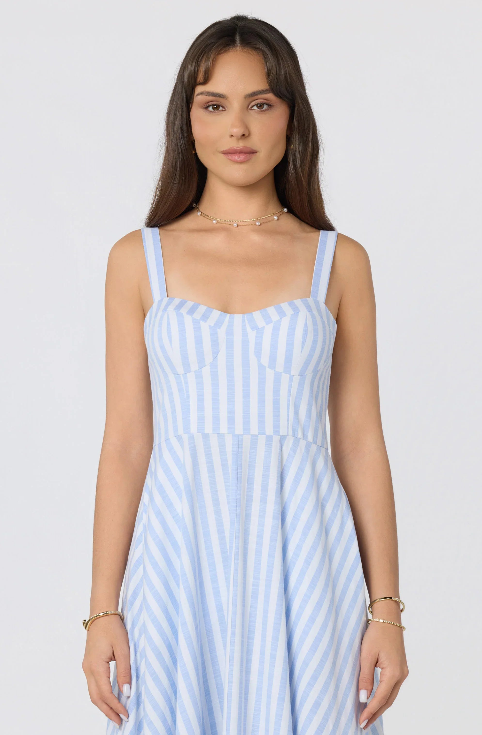 Inixyf Isabela Striped Sweetheart Midi Dress