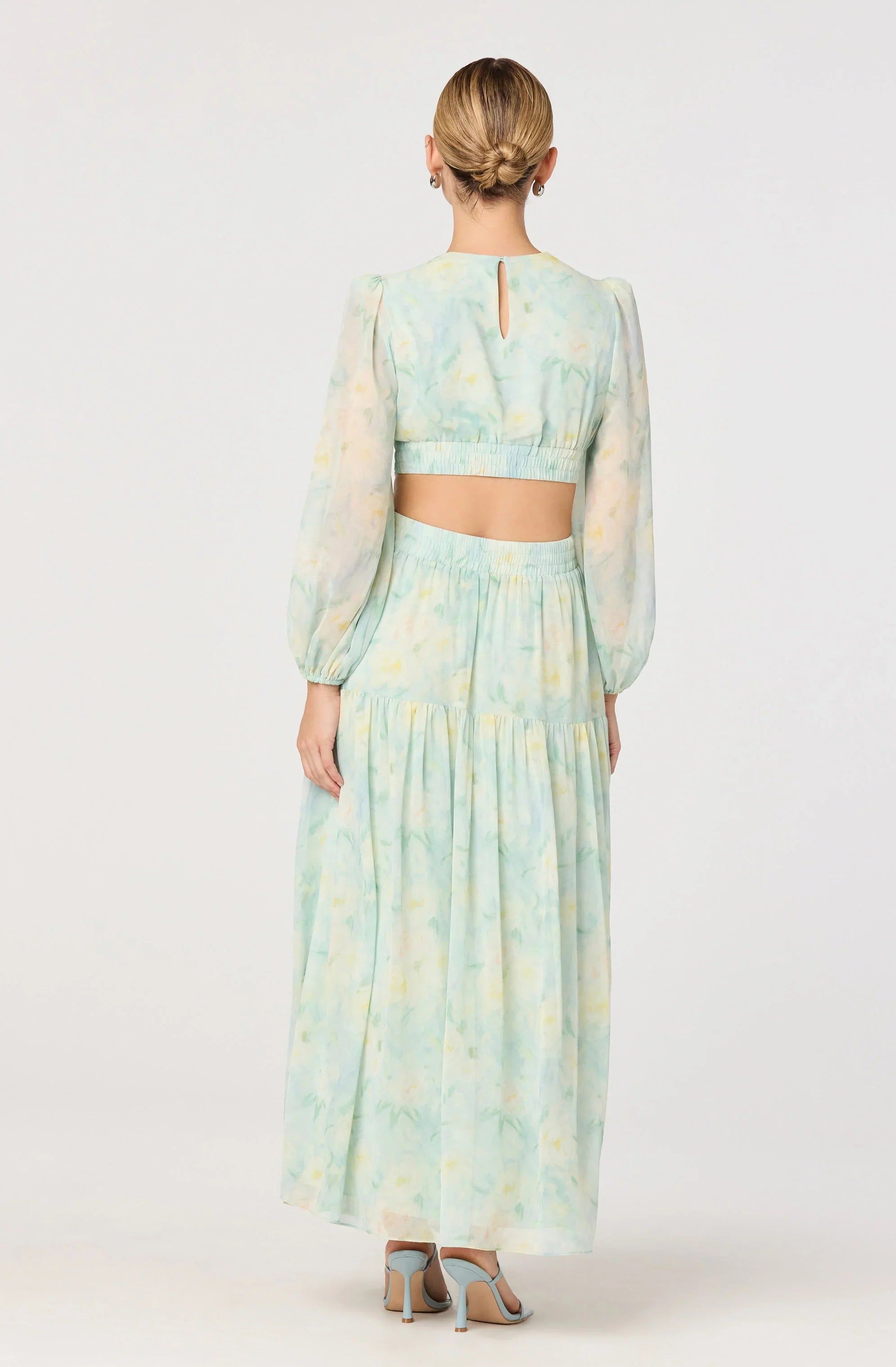 Inixyf Klarissa Floral Cutout Balloon Sleeve Maxi Dress