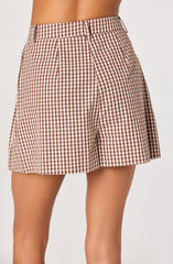Inixyf Preston Gingham Pleated High-Rise Shorts