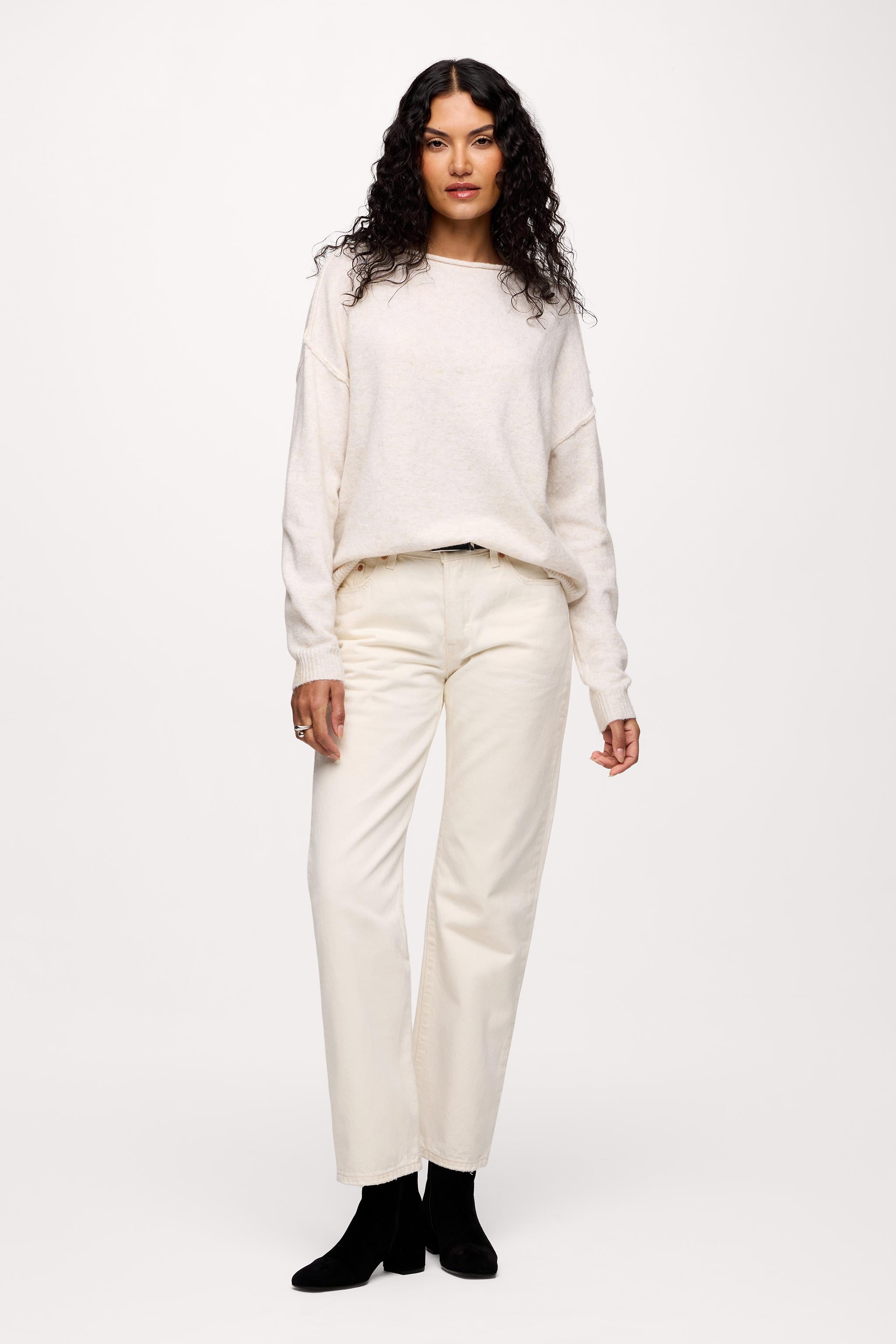 Cozy Knit Mockneck Sweater | Heather Bone