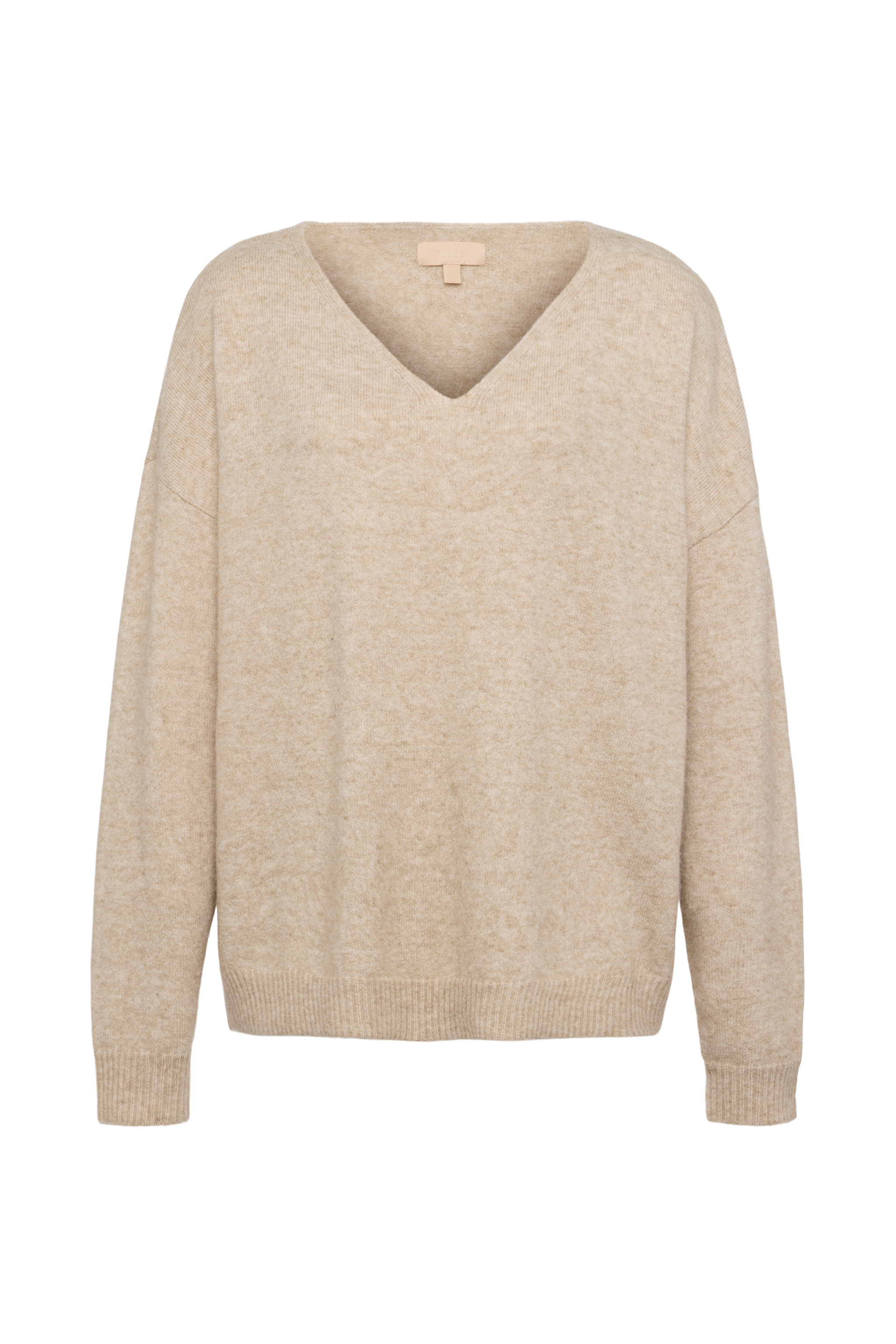 Cozy Knit V-Neck Sweater | Heather Oat