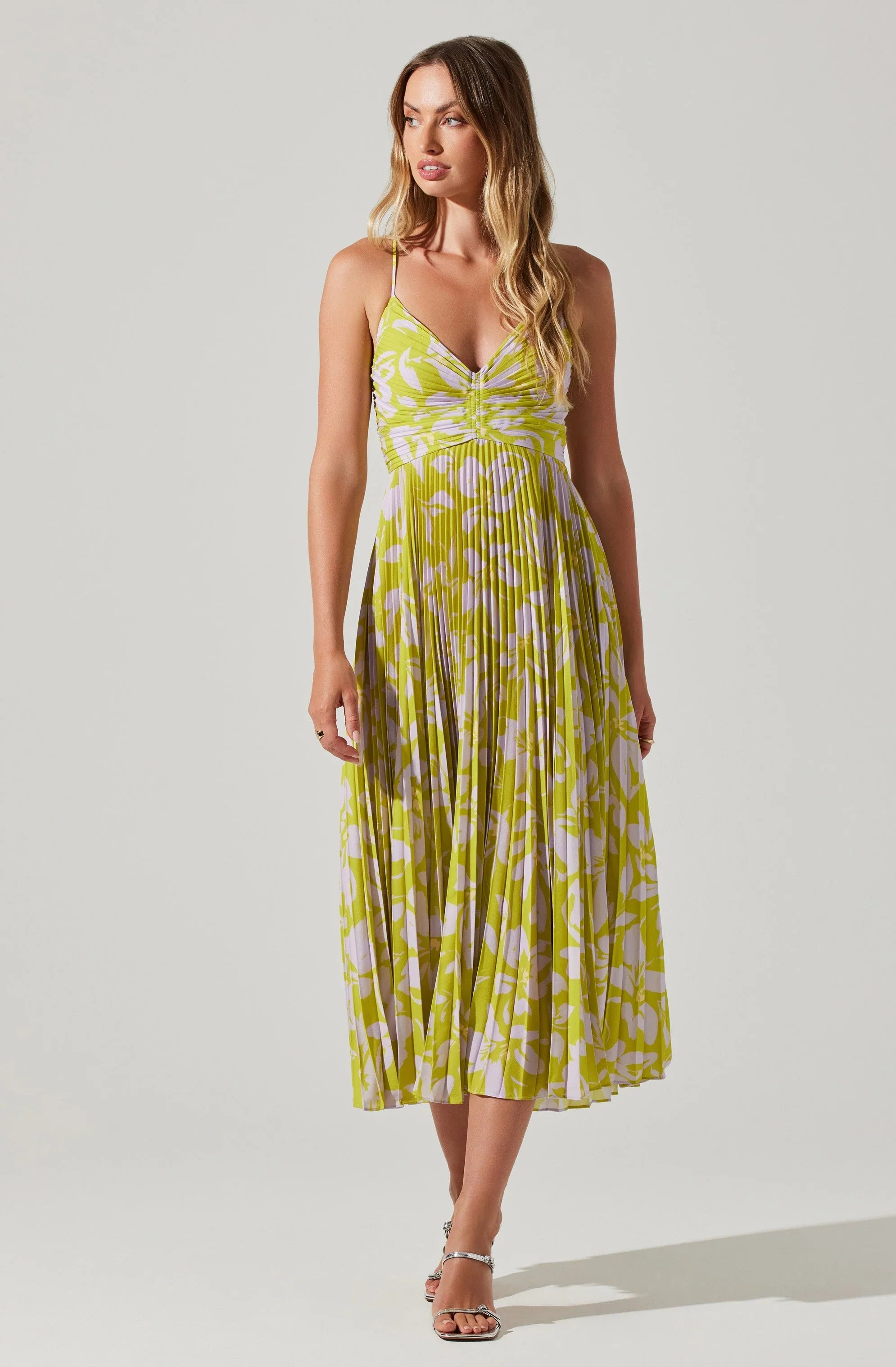 Inixyf Blythe Floral Plisse Midi Dress