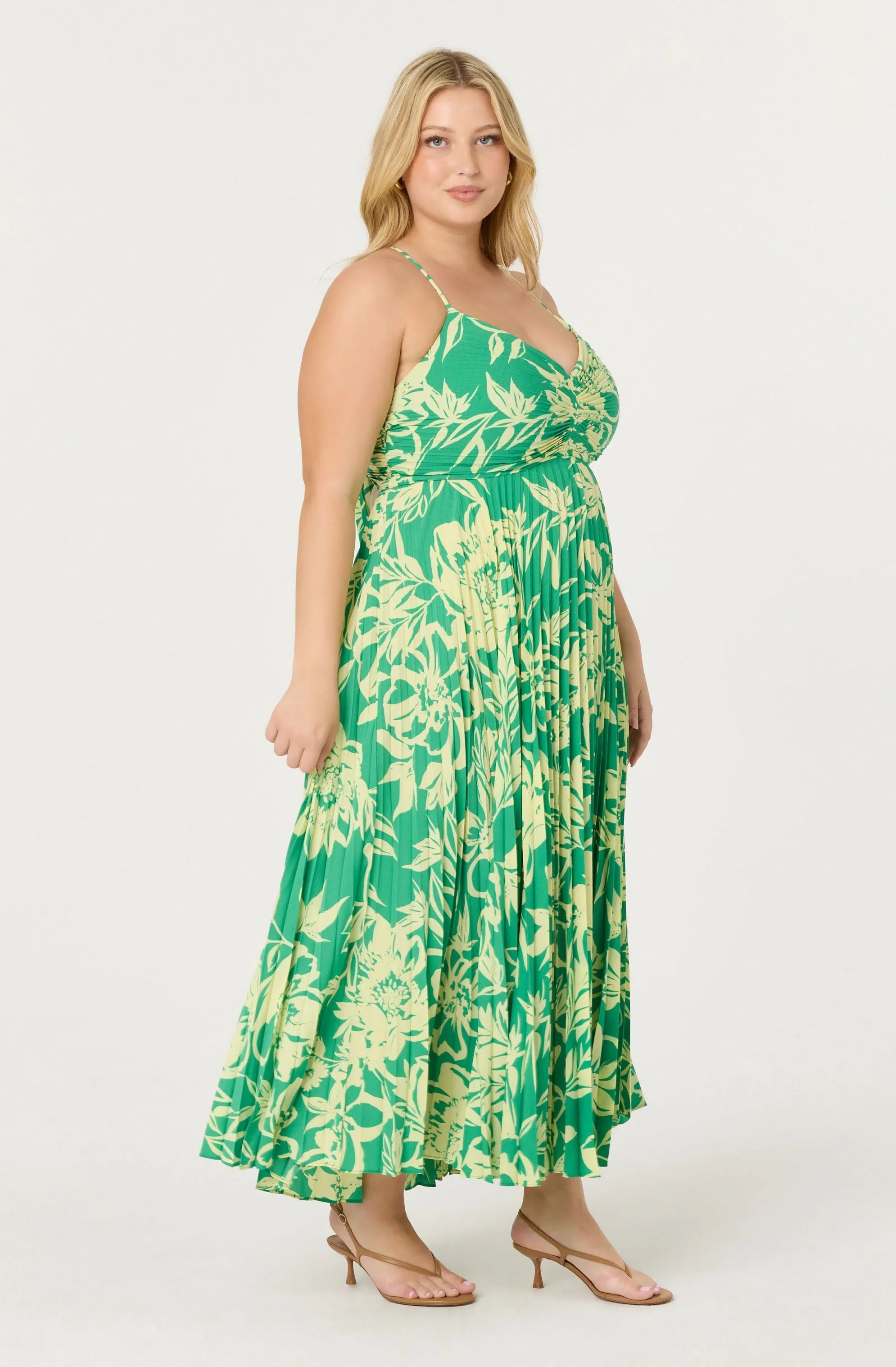 Inixyf Blythe Floral Plisse Midi Dress