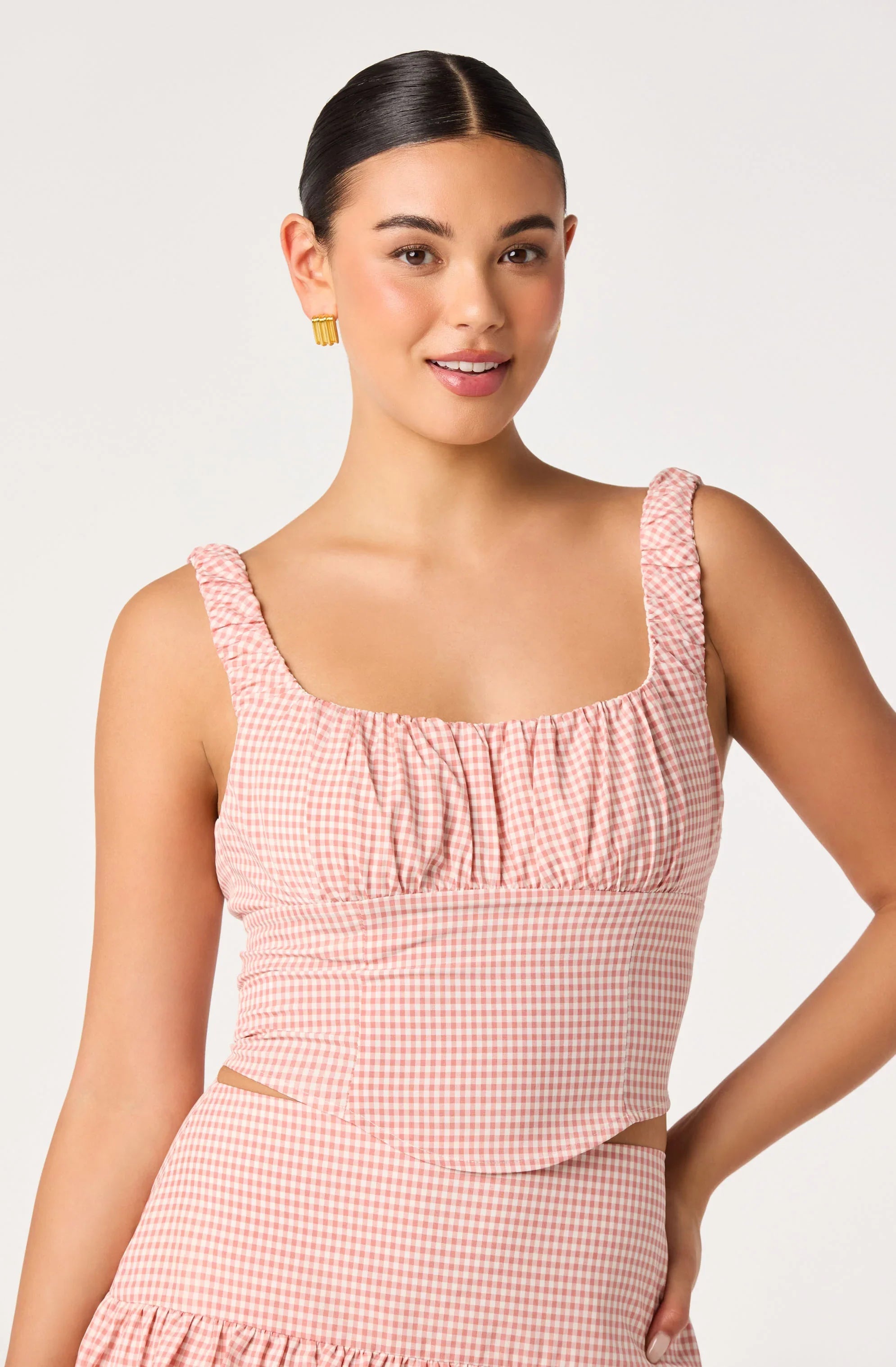 Inixyf Penny Gingham Bustier Crop Top