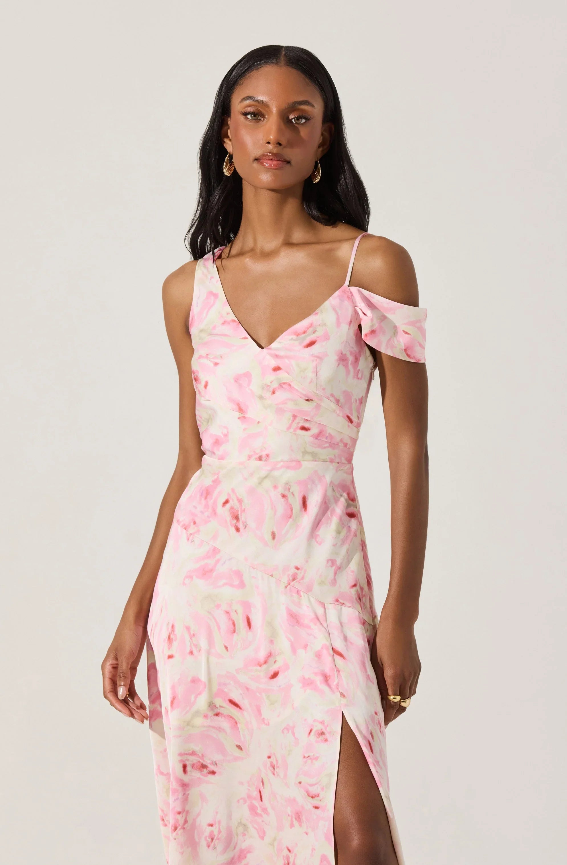 Lbruh Asymmetric Shoulder Strap Midi Dress