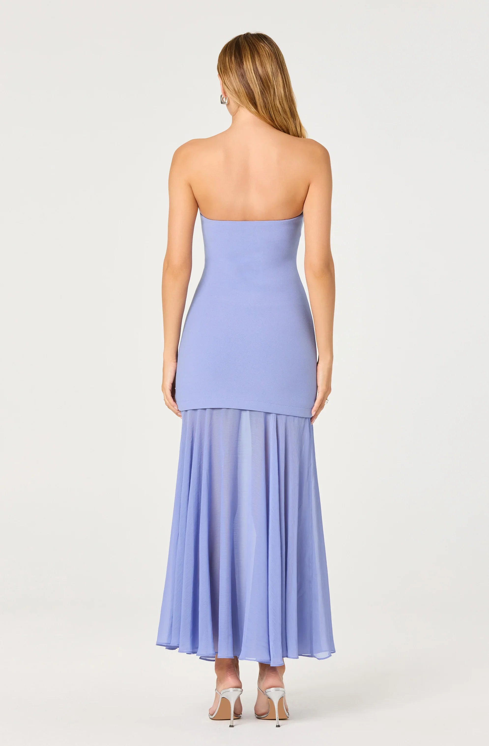 Inixyf Lizet Strapless Mini Dress with Sheer Maxi Overlay