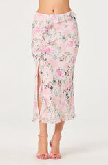 Inixyf Ananda Floral Bias-Cut Ruffle Midi Skirt