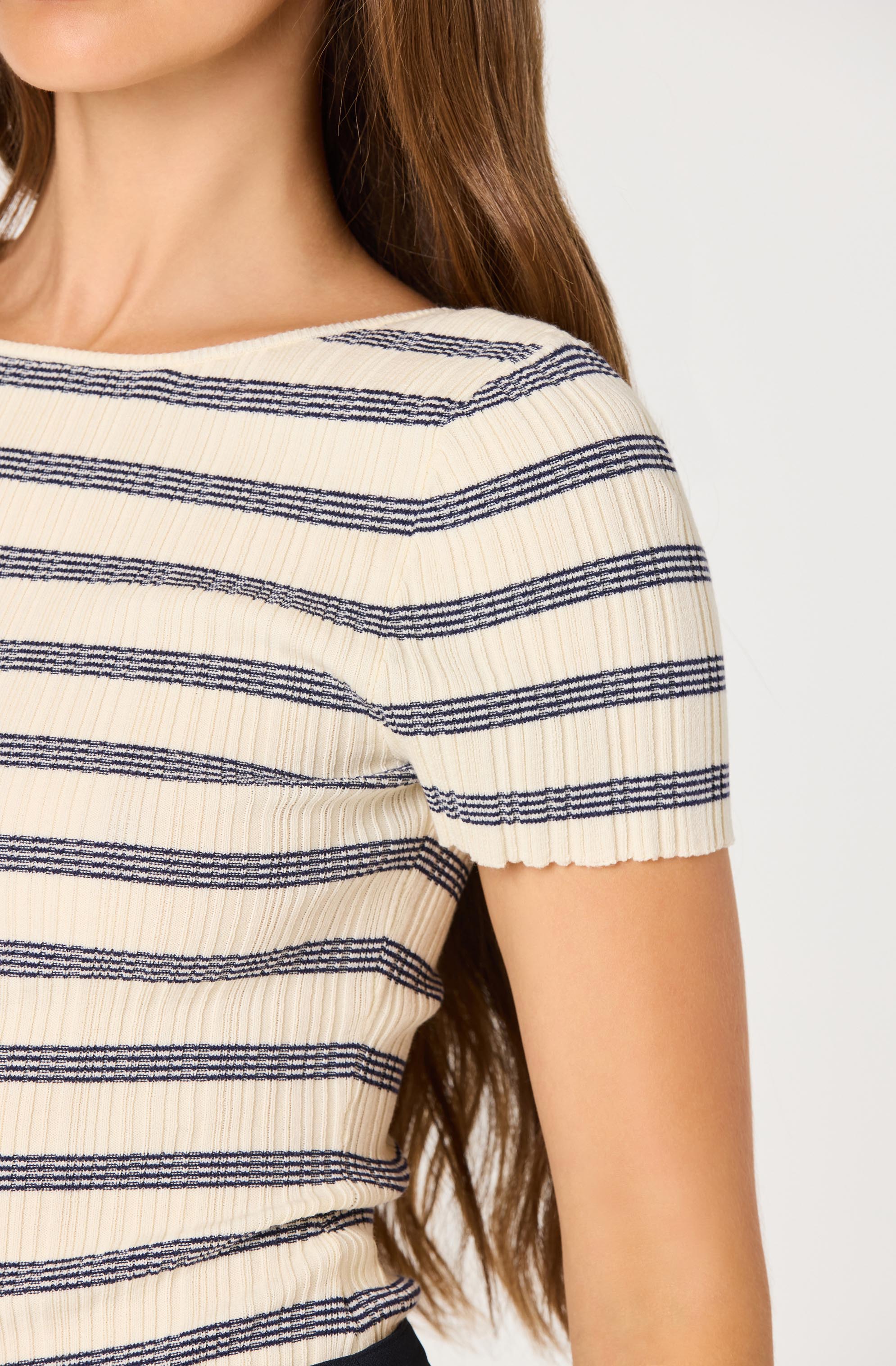 Inixyf Nikola Striped Ribbed Scoop Back Sweater Top