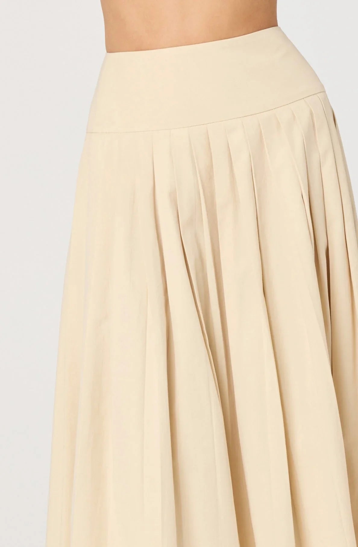 Inixyf Aubrianna Pleated Drop-Waist Midi Skirt