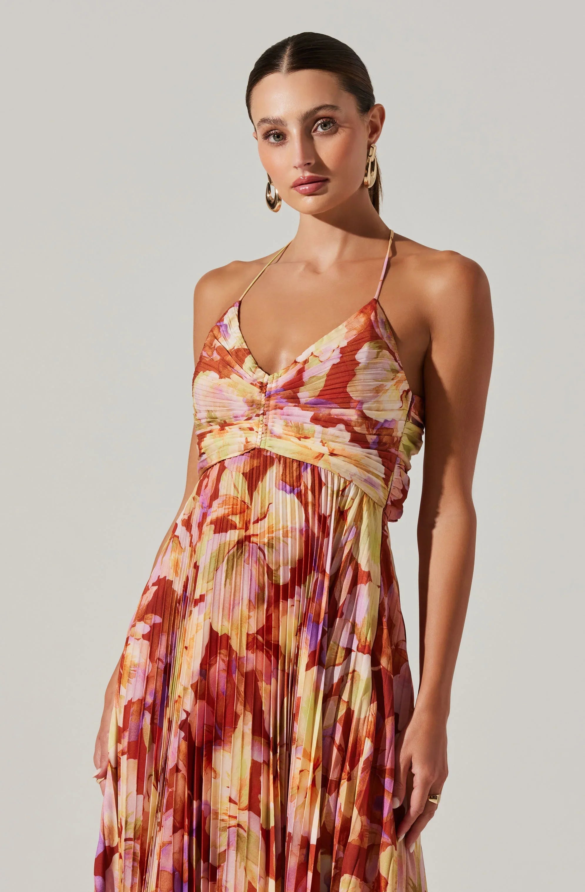 Inixyf Blythe Floral Plisse Midi Dress