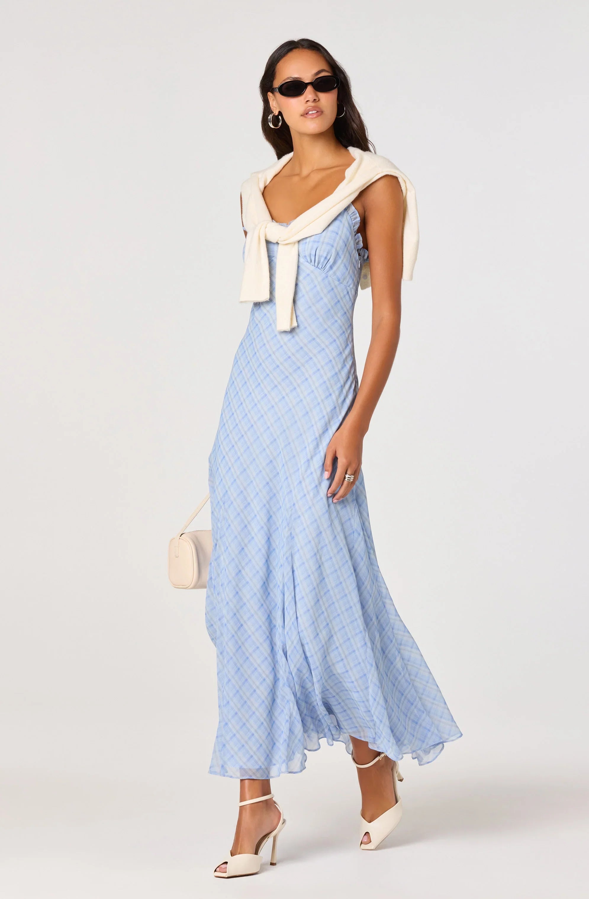 Inixyf Maeryn Plaid Ruffle Trim Maxi Dress