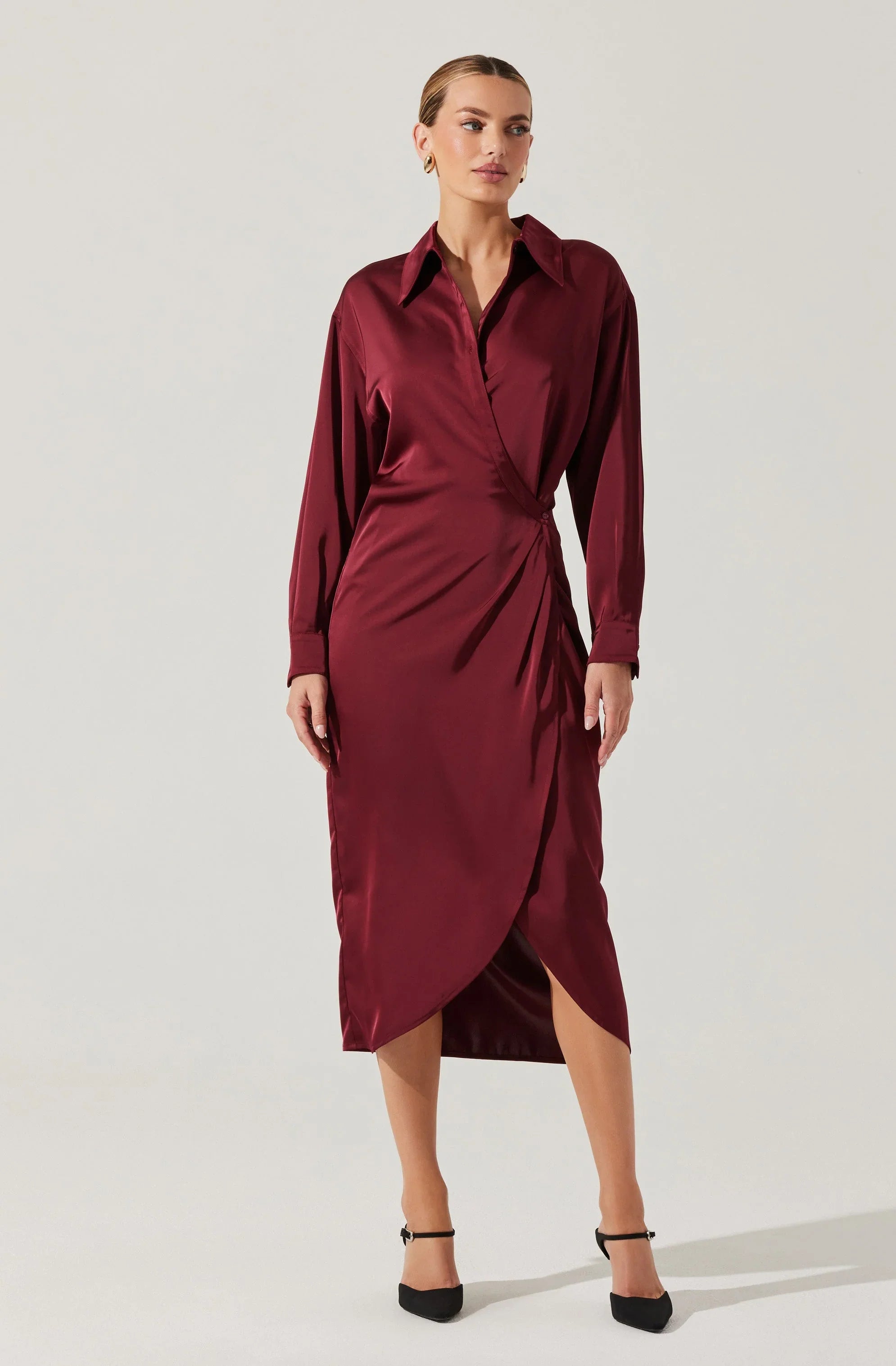 Lbruh Ira Satin Wrap Shirt Dress