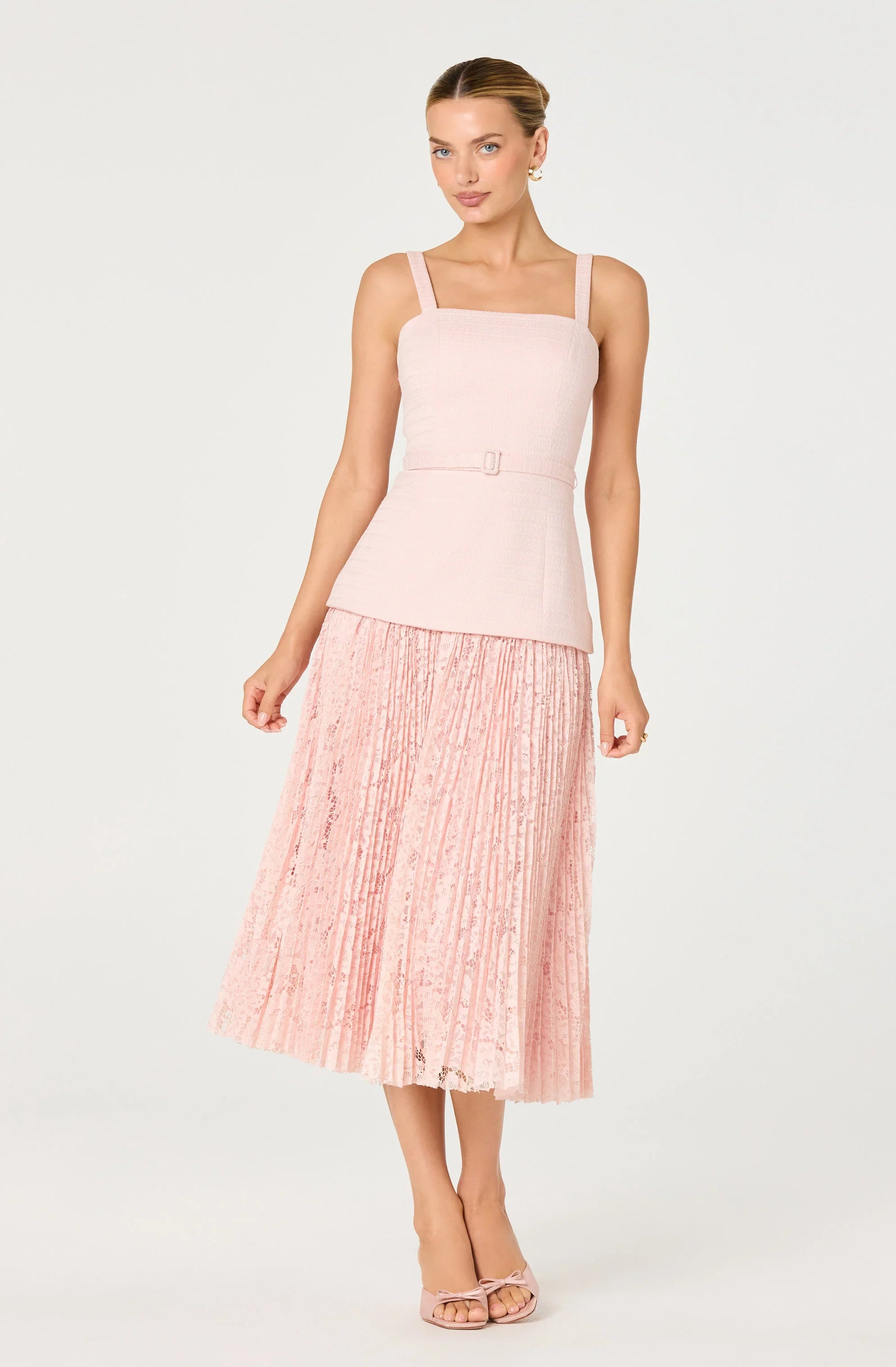 Inixyf Caitlin Mixed Media Tweed Maxi Dress
