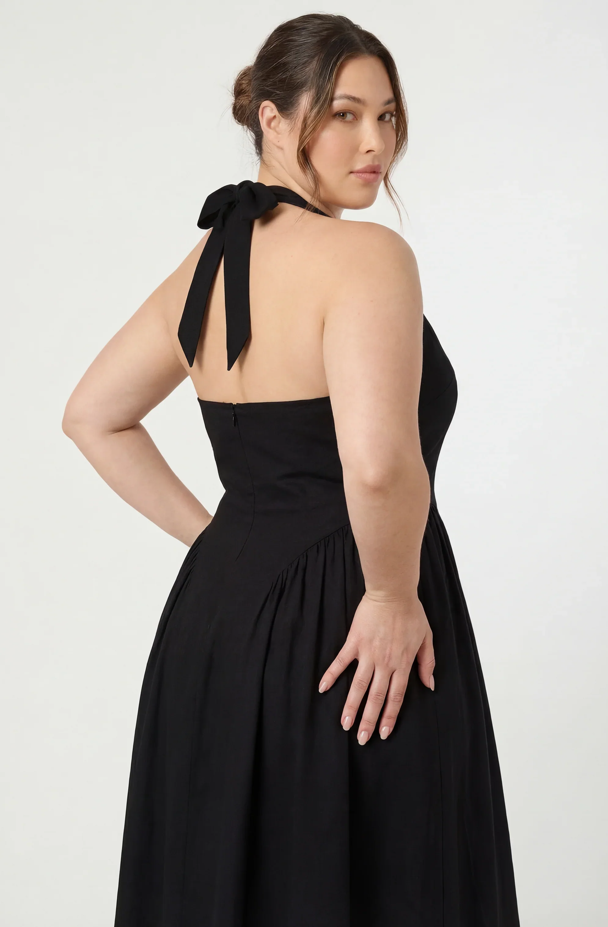 Inixyf Meana Halter Plunge Drop-Waist Midi Dress