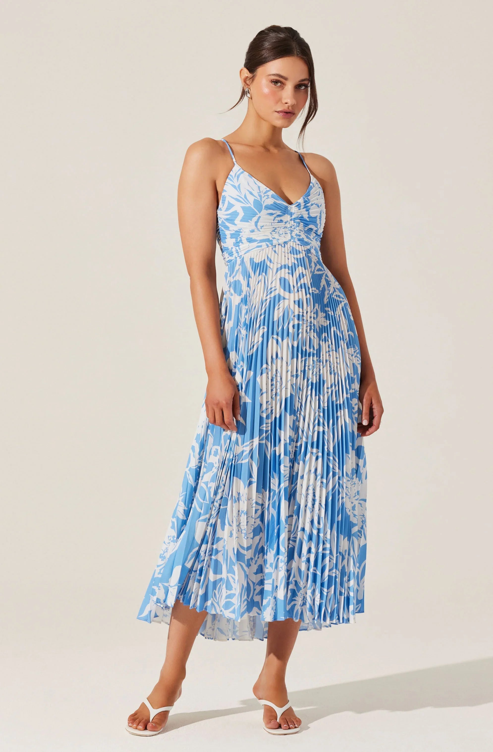 Inixyf Blythe Floral Plisse Midi Dress