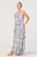 Lbruh Adamaris Floral Halter Tiered Ruffle Maxi Dress