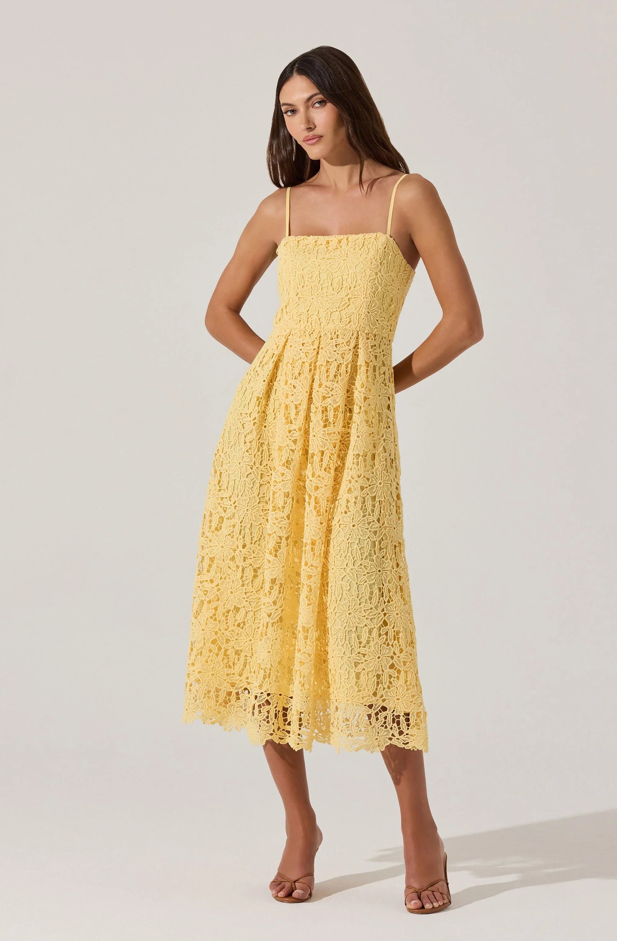 Lbruh Floral Lace Midi Dress