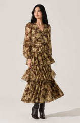 Lbruh Franchesca Tiered Ruffle Floral Maxi Dress